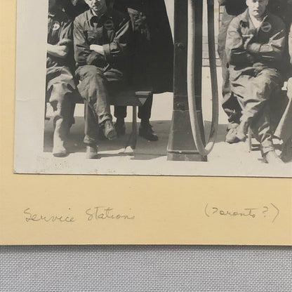 Vintage Car Automobile Service Station Gas Pump Workers Photo Photograph