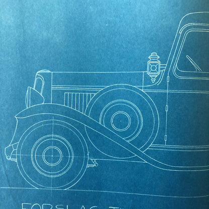 1932 Coachbuilder Car Design Blueprint Rendering Blue Print Taxi Body Style