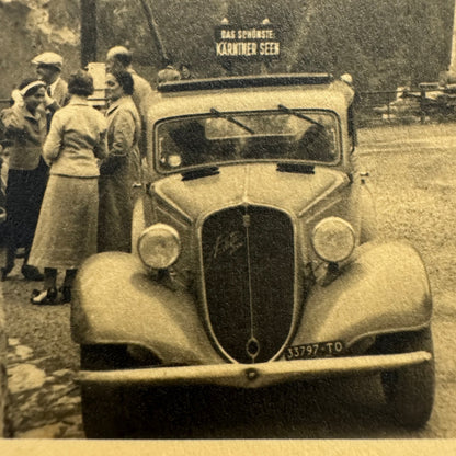 Vintage Photograph Photo Print People with Car Automobile European