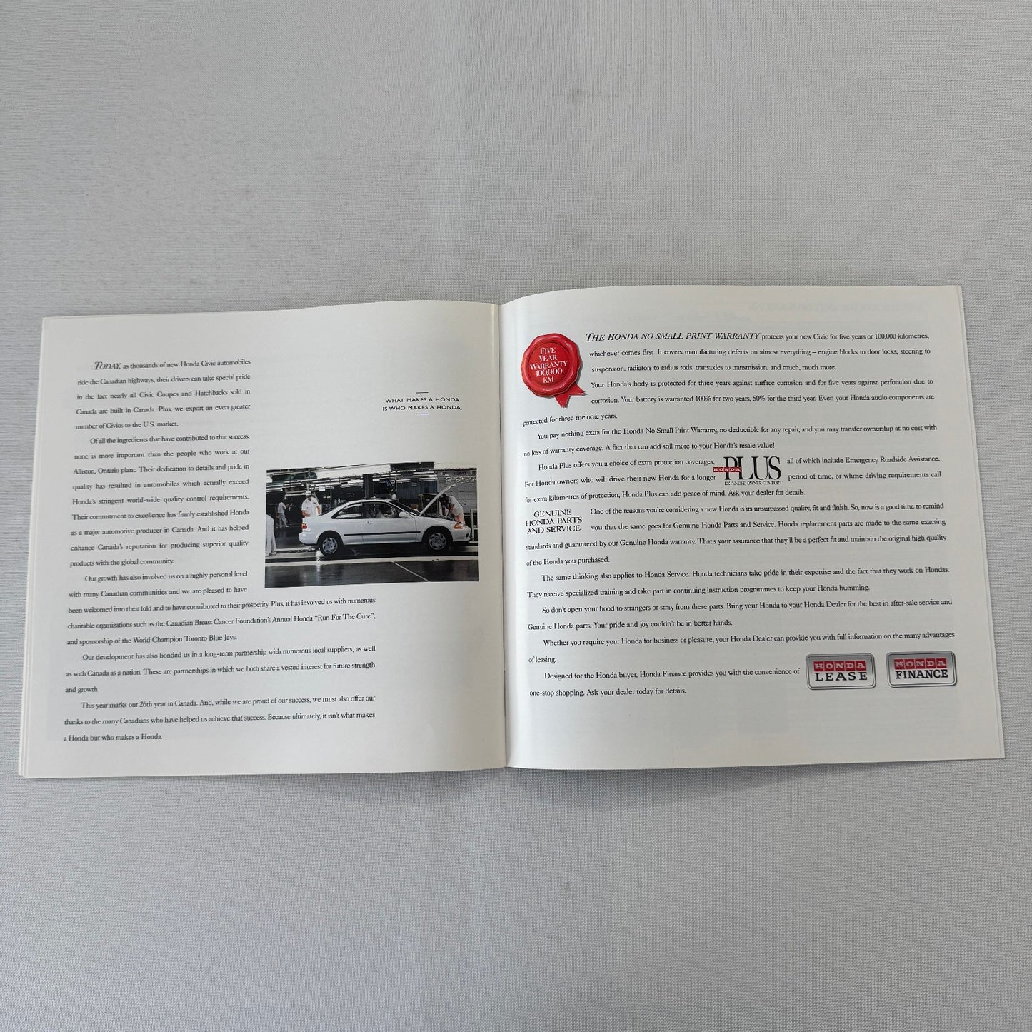 1995 Honda Civic Car Sales Brochure Catalog Hatchback Coupe Sedan Canadian