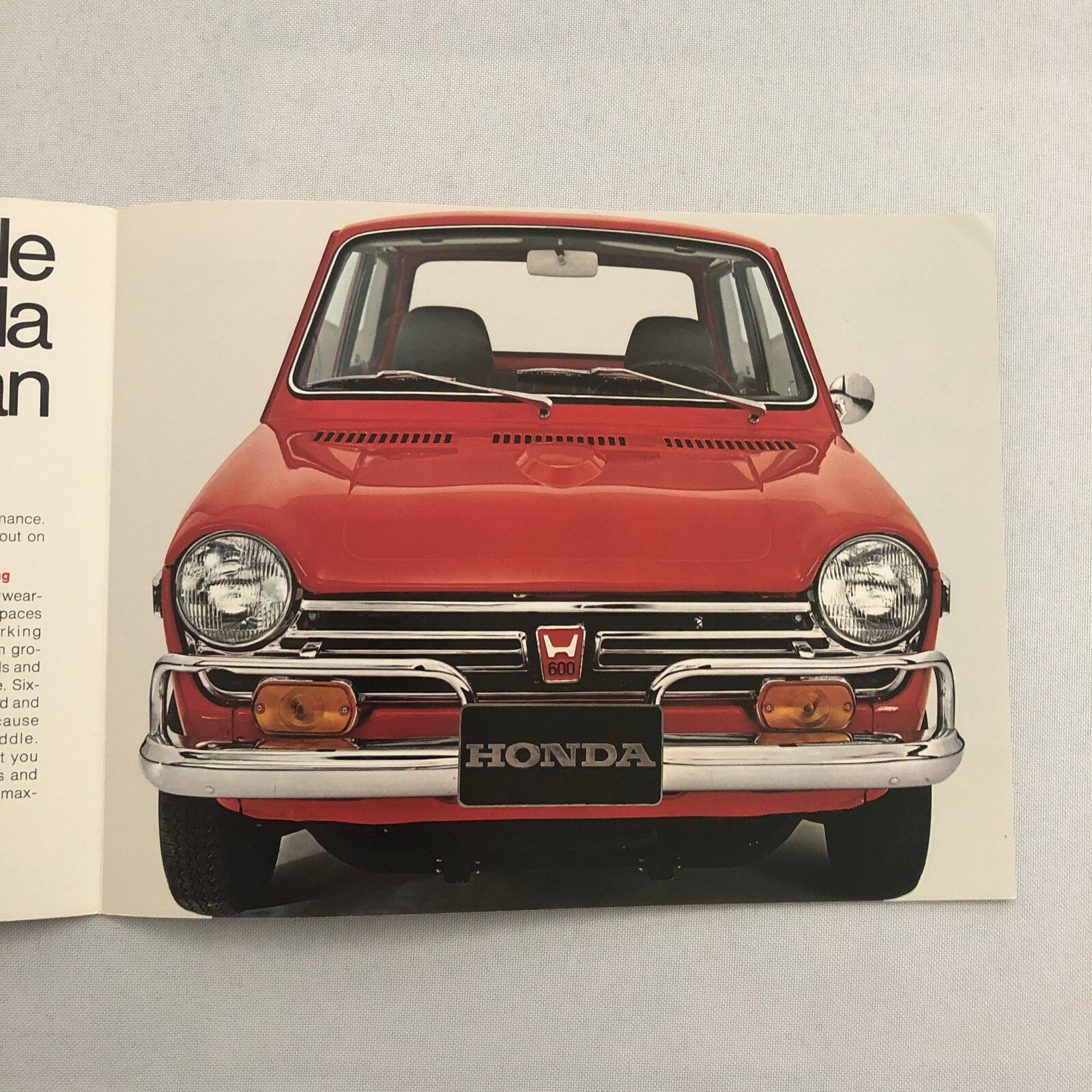Vintage Honda 600 Sedan Car Sales Brochure Catalog Advertising