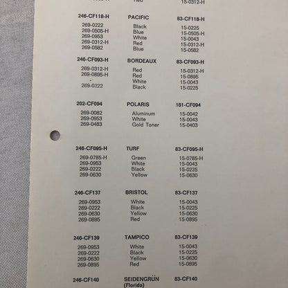 1965 BMW Car Dupont Paint Chip Color Sample Sheet