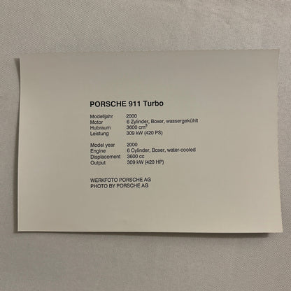 2000 Porsche 911 Turbo Factory Press Photo Photograph Werkfoto