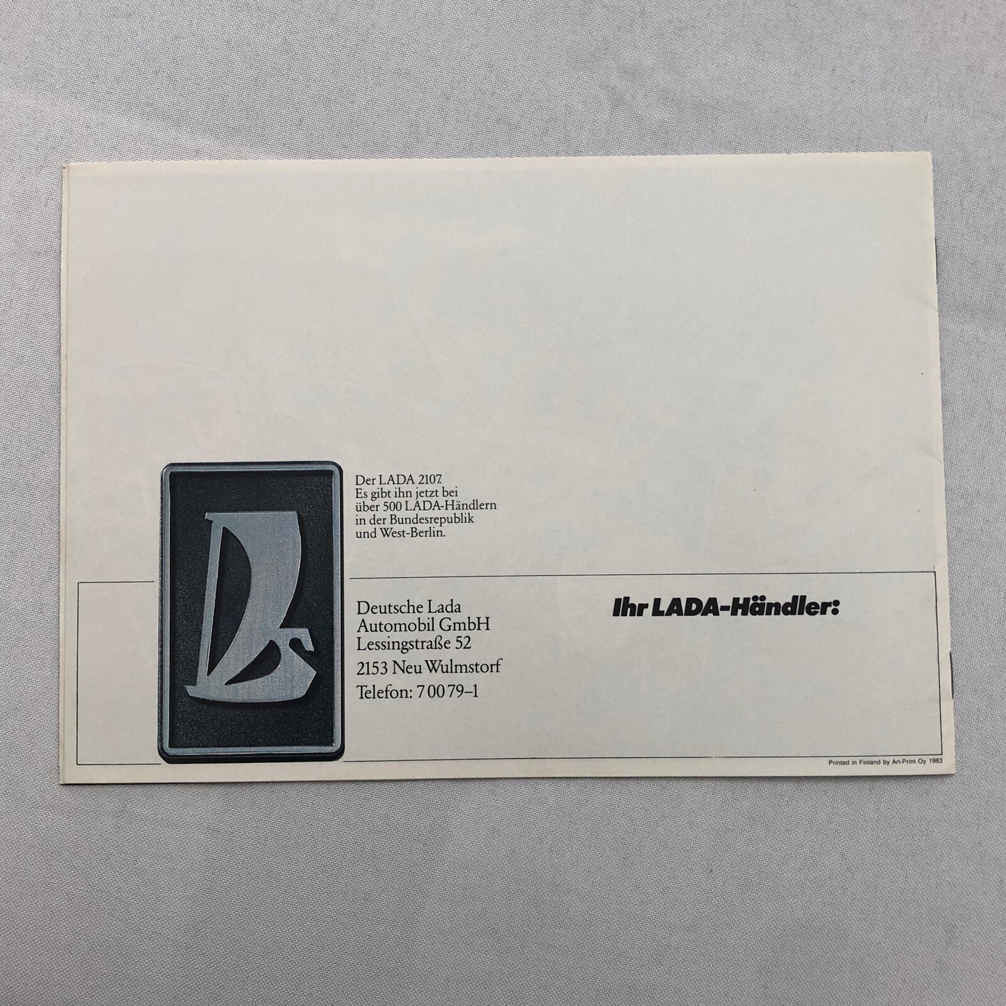 Lada 2107 Car Sales Brochure Catalog GERMAN Text European Market