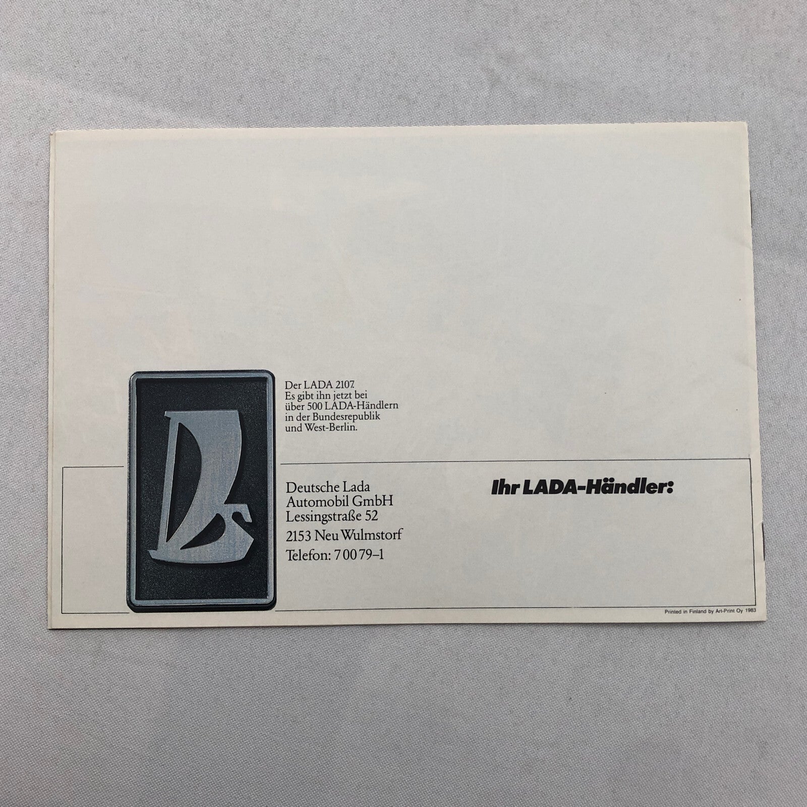 Lada 2107 Car Sales Brochure Catalog GERMAN Text European Market