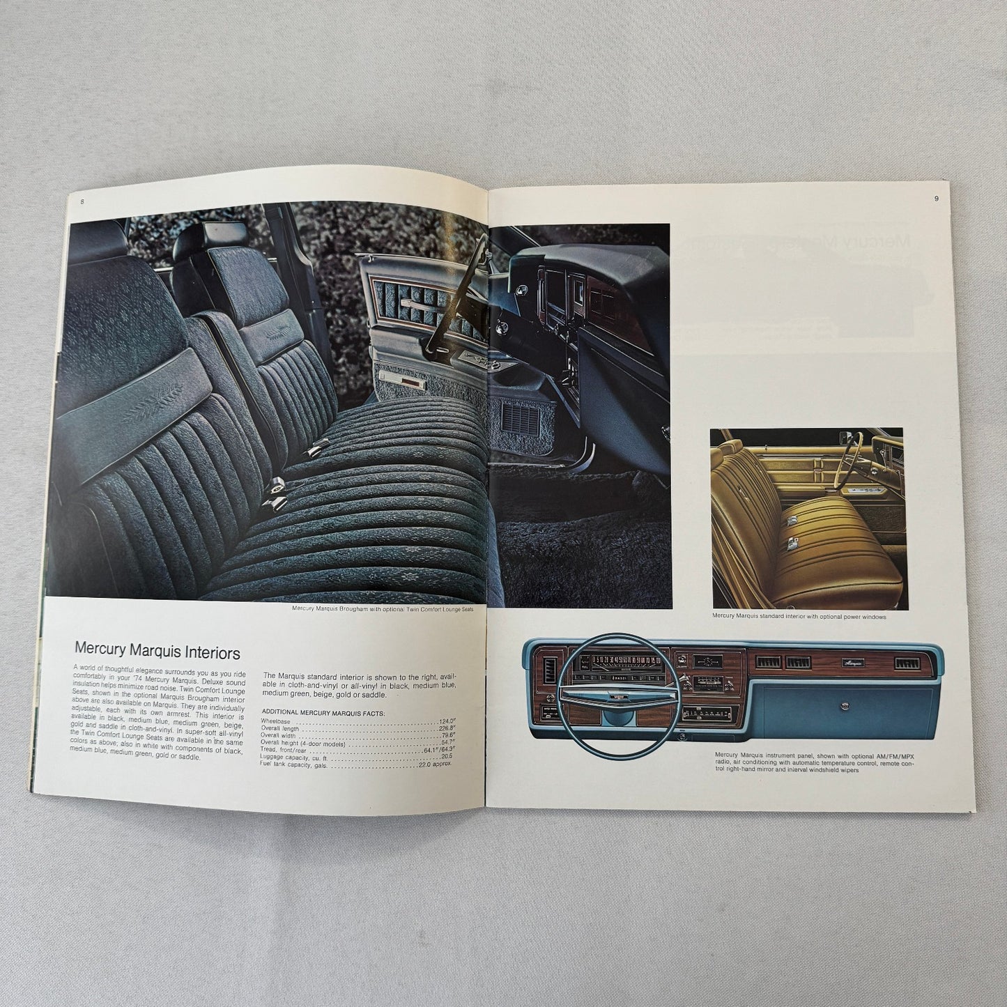 1974 Mercury Car Sales Brochure Catalog Marquis Montego Cougar Comet Monterey
