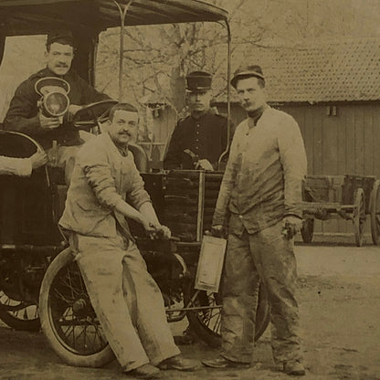 Antique Photo Photograph Print Men with Early Automobile Italian ? 