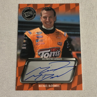 2010 Press Pass Authentics Michael McDowell Auto Autograph Signed Card NASCAR