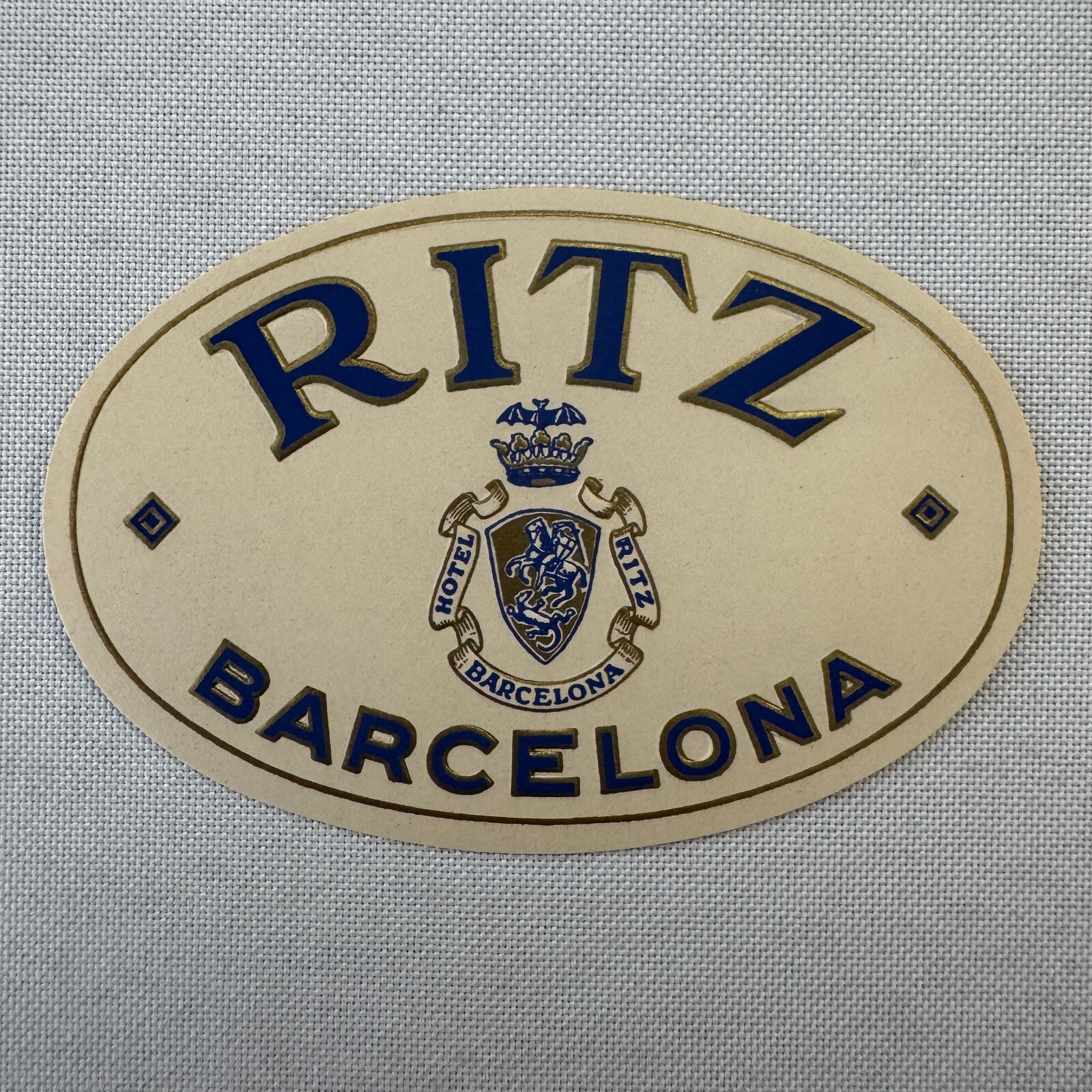 Vintage Hotel Travel Label Hotel Ritz Barcelona Spain Espana Spanish