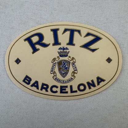 Vintage Hotel Travel Label Hotel Ritz Barcelona Spain Espana Spanish