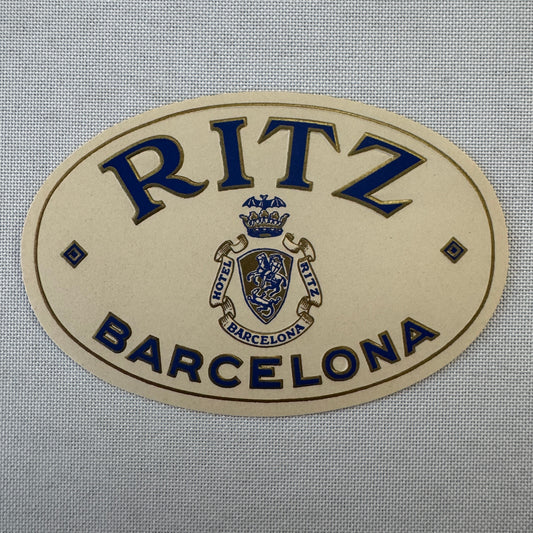 Vintage Hotel Travel Label Hotel Ritz Barcelona Spain Espana Spanish