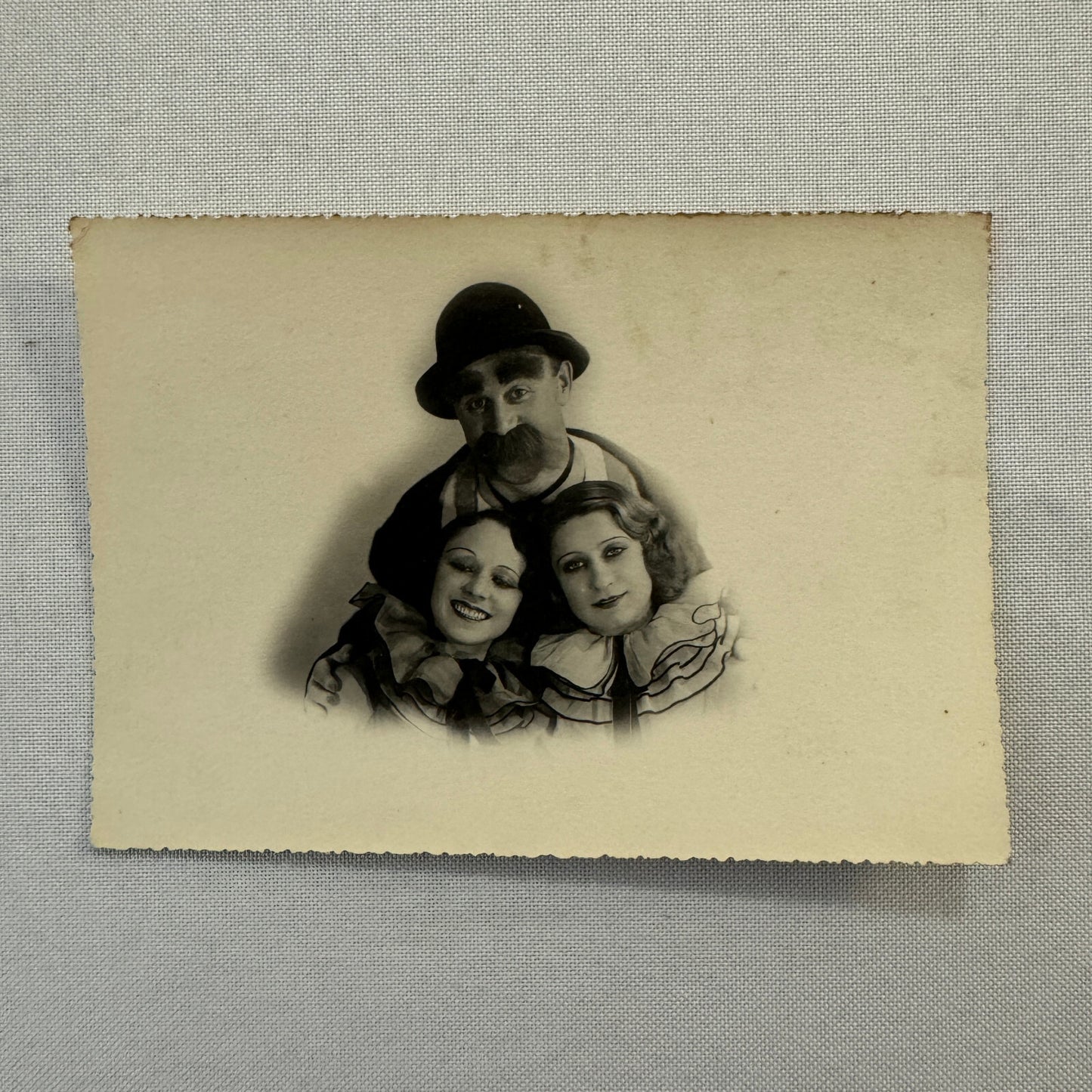 Vintage Circus Performer Photo Photograph Clown with Beautiful Women France