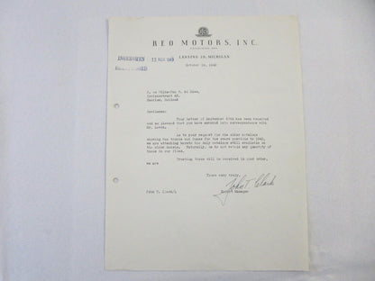 1945 REO Motors Inc Correspondence Letter Letterhead REO Truck Bus