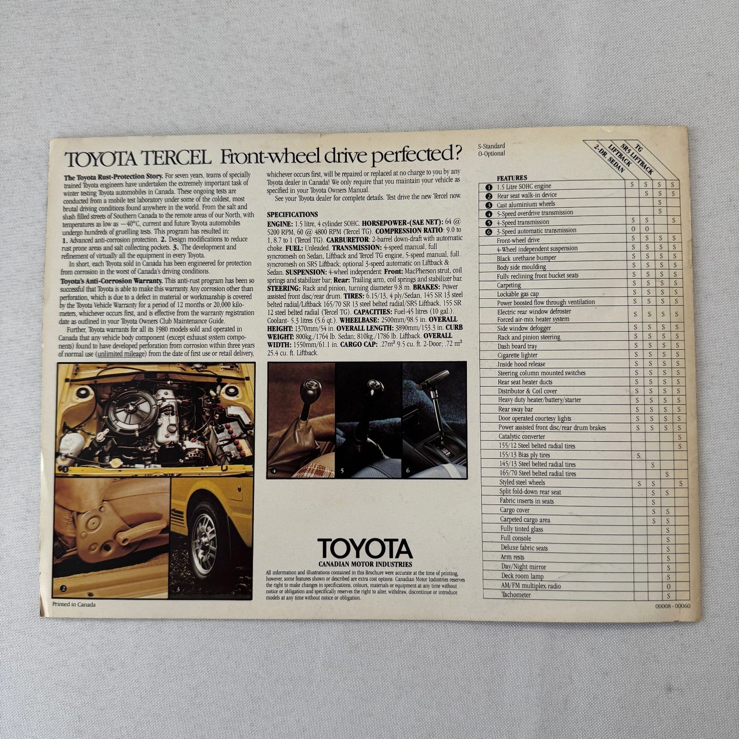 1980 Toyota Tercel Car Sales Brochure Catalog Advertising Vintage Canadian
