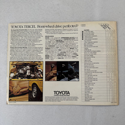 1980 Toyota Tercel Car Sales Brochure Catalog Advertising Vintage Canadian