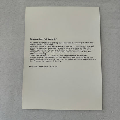 Mercedes Benz SL 40th Anniversary Factory Press Photo Photograph