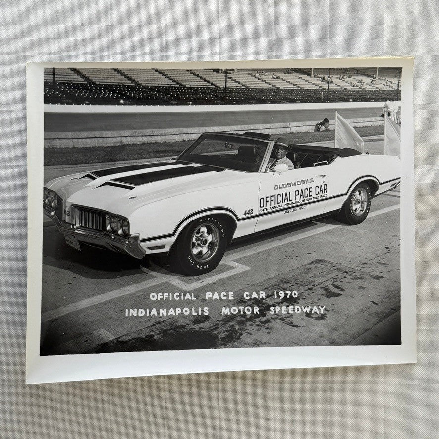 Vintage Indy 500 Racing Photo 1970 Oldsmobile Official Pace Car Photograph
