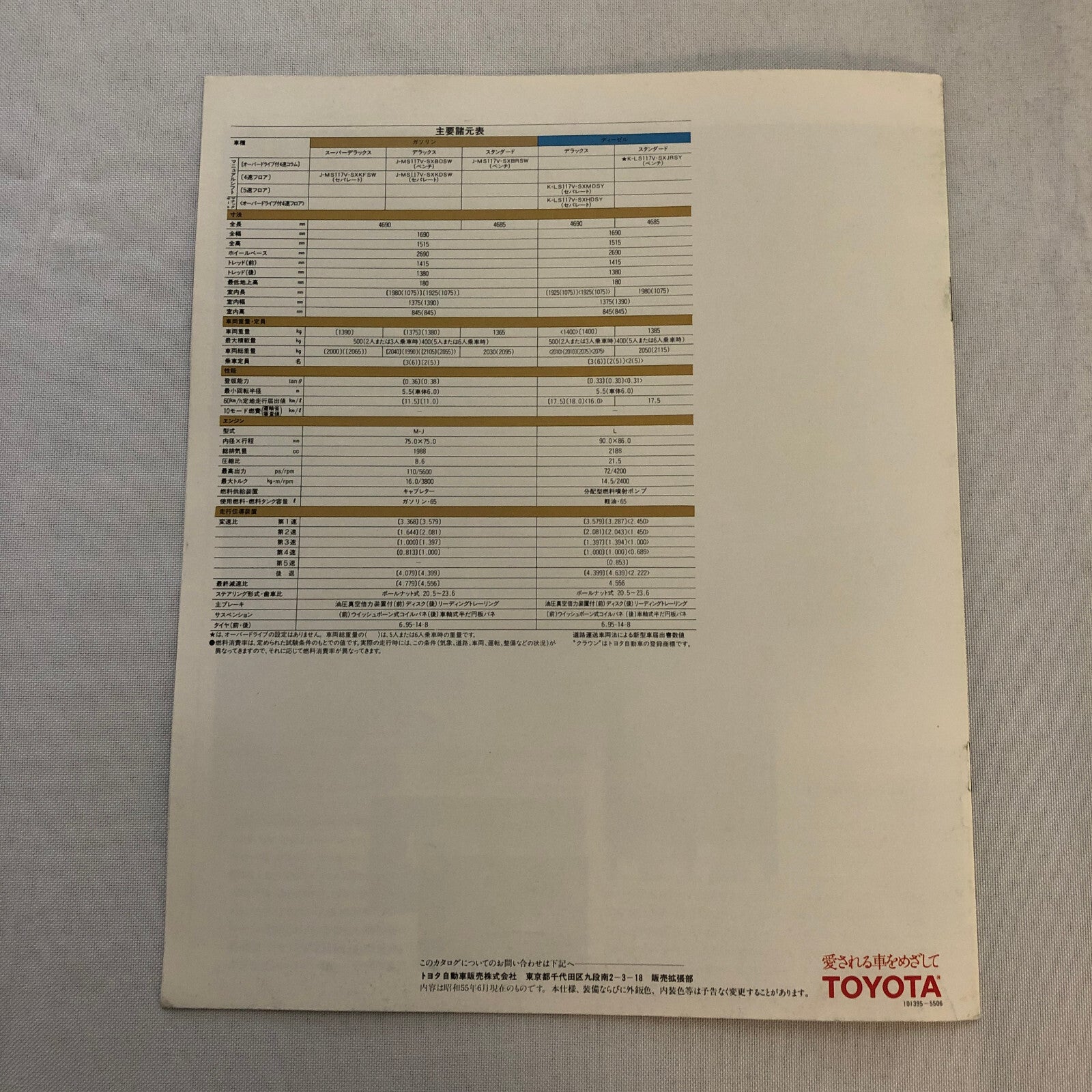 Toyota Crown Station Wagon Van Car Sales Brochure Catalog Japanese Text JDM