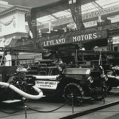 Antique Museum Photo Photograph Print Fire Truck in Museum Leyland Motors Sign +