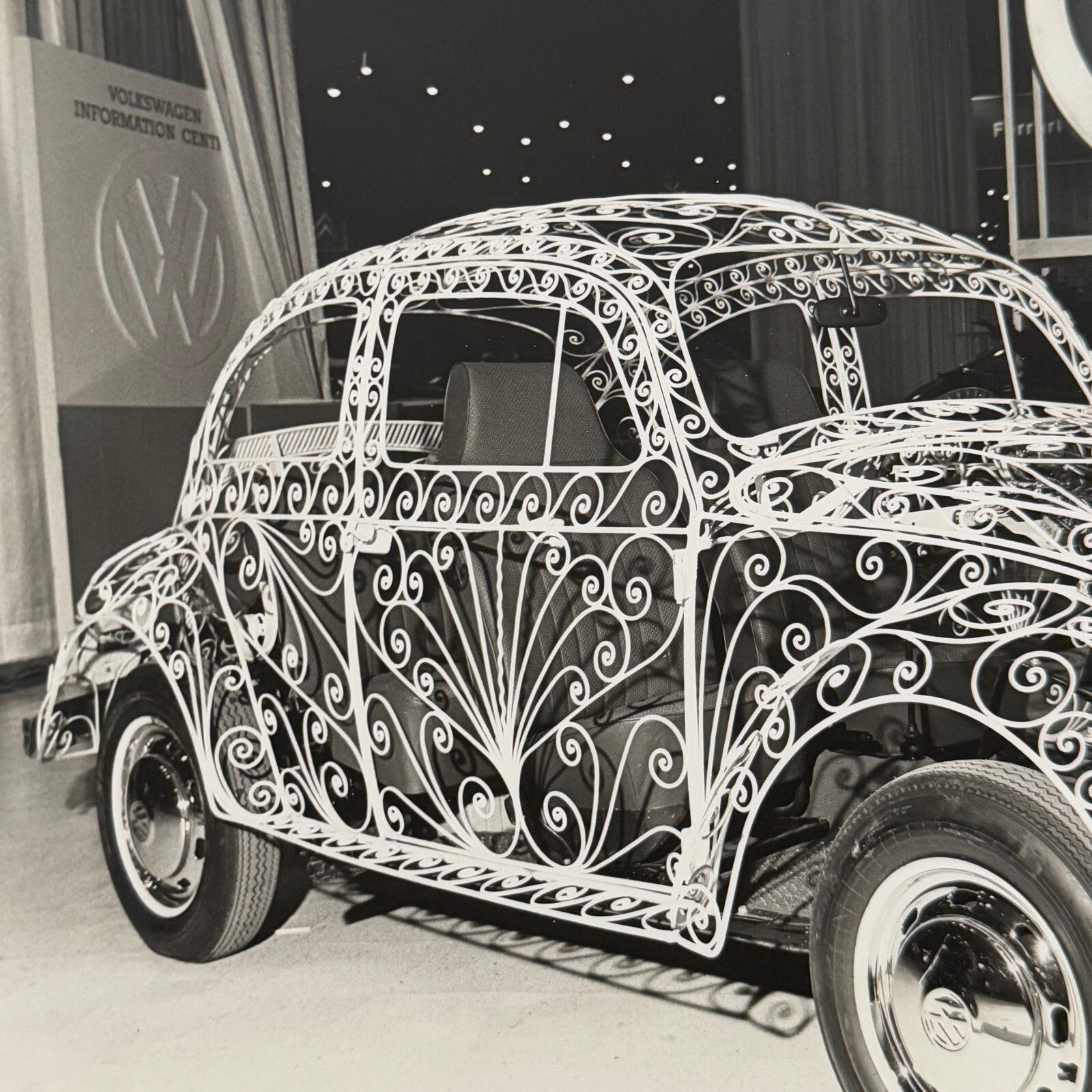 Vintage Volkswagen VW Beetle Wrought Iron Sculpture Concept Car Art Photograph