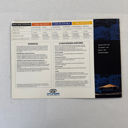 1996 Hyundai Car Sales Brochure Catalog Accent Sonata Elantra Sedan Wagon