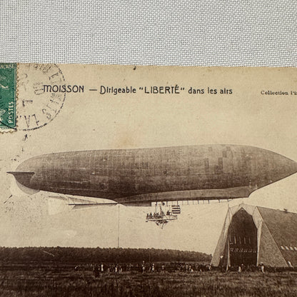 Vintage Zeppelin Airship Dirigible Postcard Post Card French Dirigeable Liberte