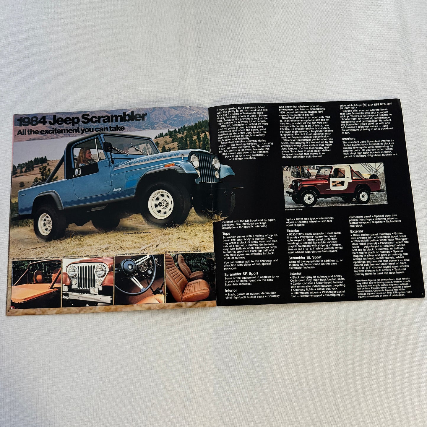 1984 Jeep Sales Brochure Catalog CJ Scrambler Pickup Renegade Laredo