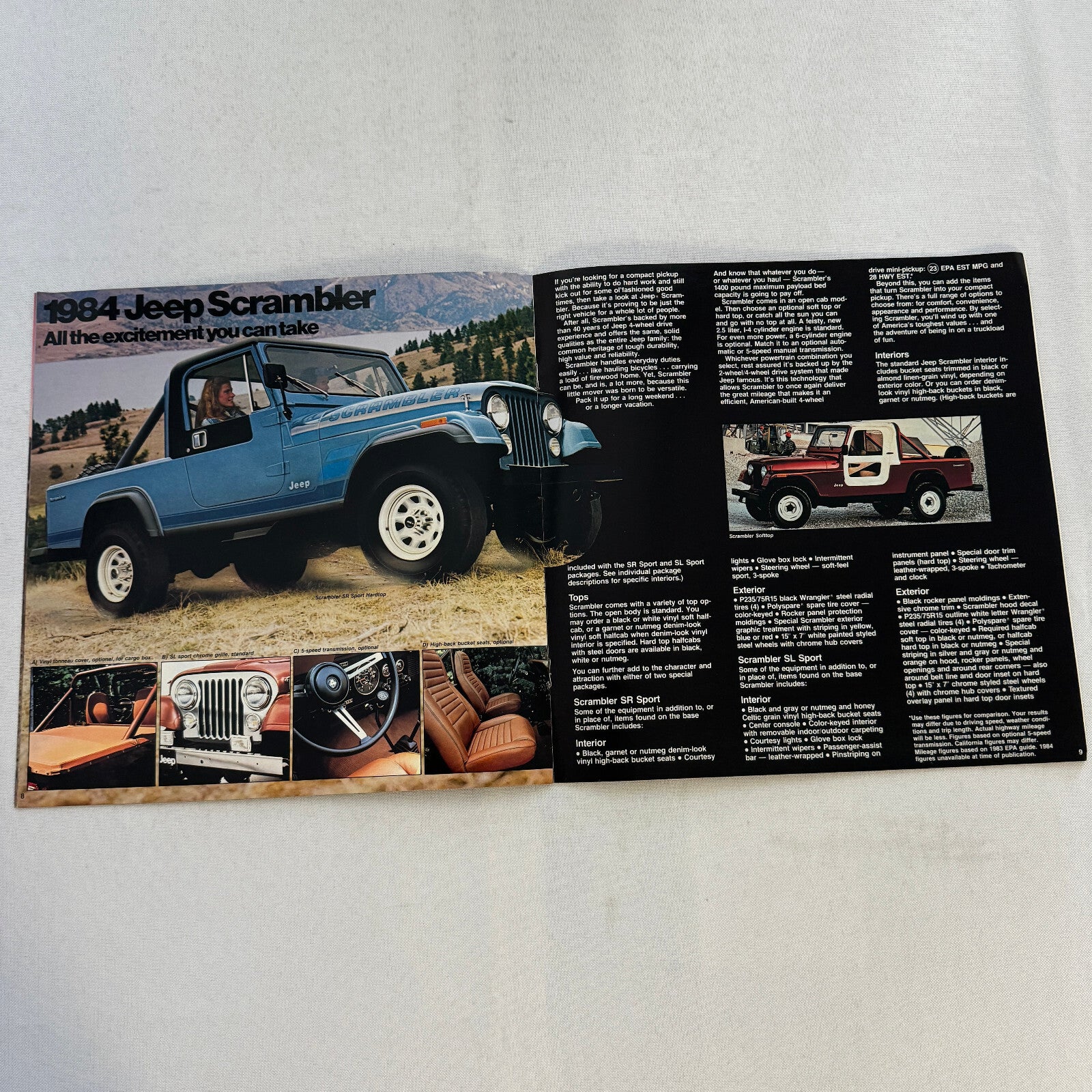 1984 Jeep Sales Brochure Catalog CJ Scrambler Pickup Renegade Laredo