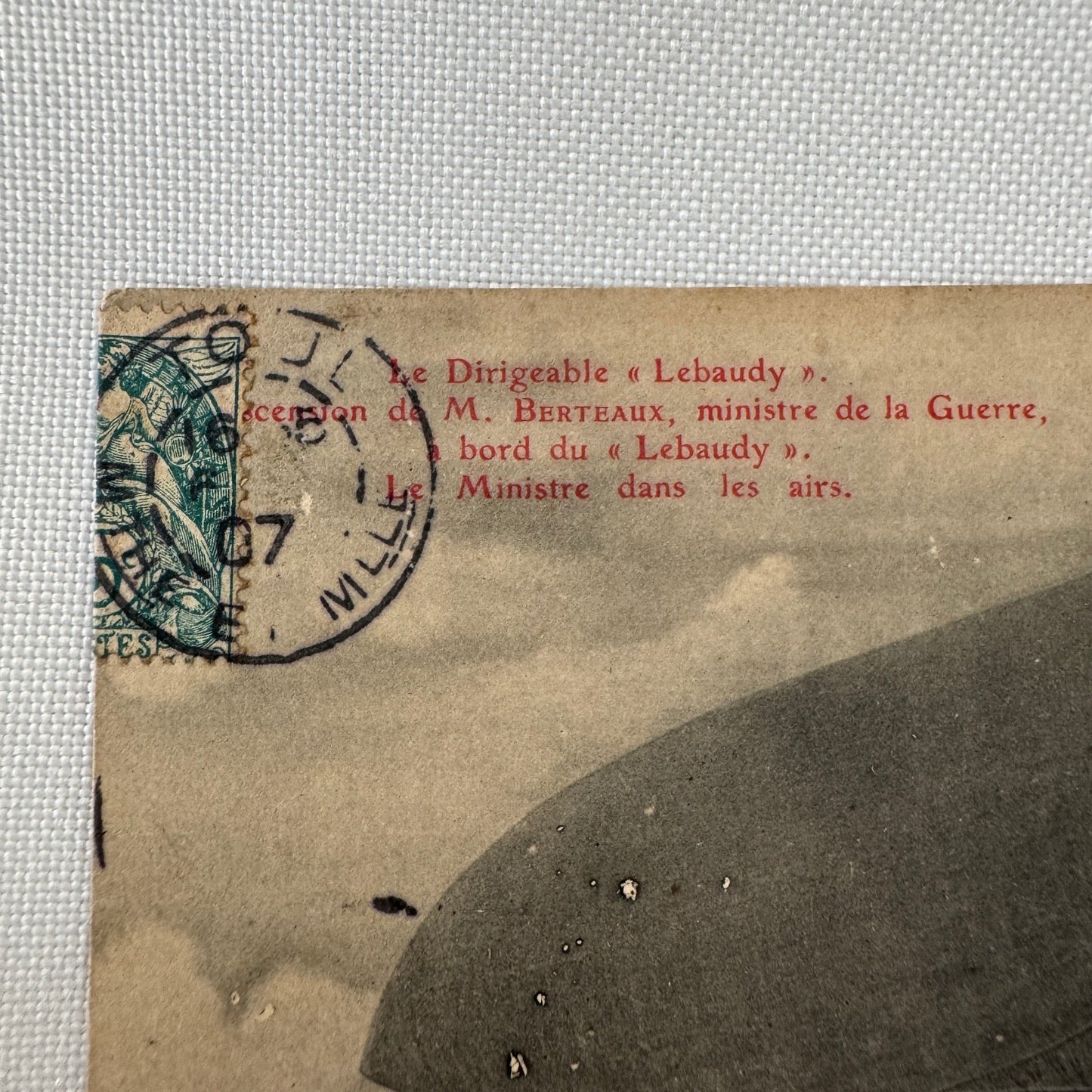 Vintage Zeppelin Airship Dirigible Postcard Post Card French Le Lebaudy 1907