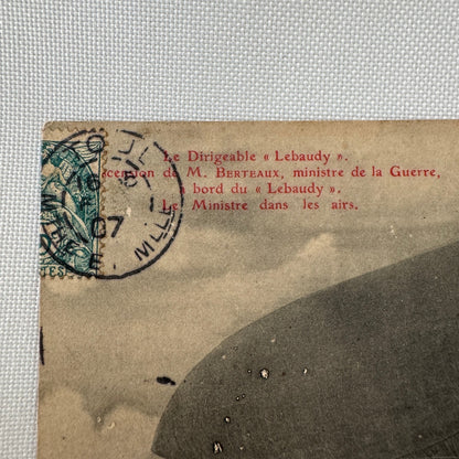 Vintage Zeppelin Airship Dirigible Postcard Post Card French Le Lebaudy 1907