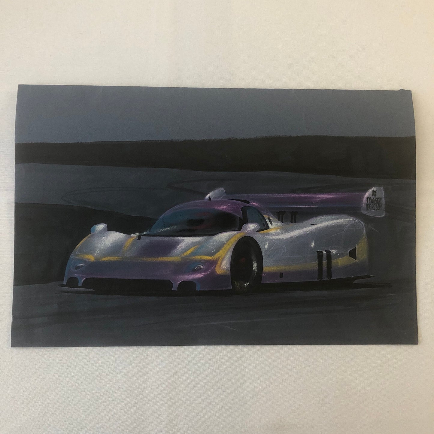 Vintage Jaguar XJR9 Silk Cut Racing Illustration Drawing Sketch Original Art
