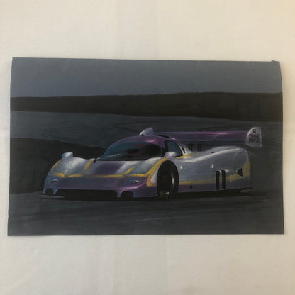 Vintage Jaguar XJR9 Silk Cut Racing Illustration Drawing Sketch Original Art