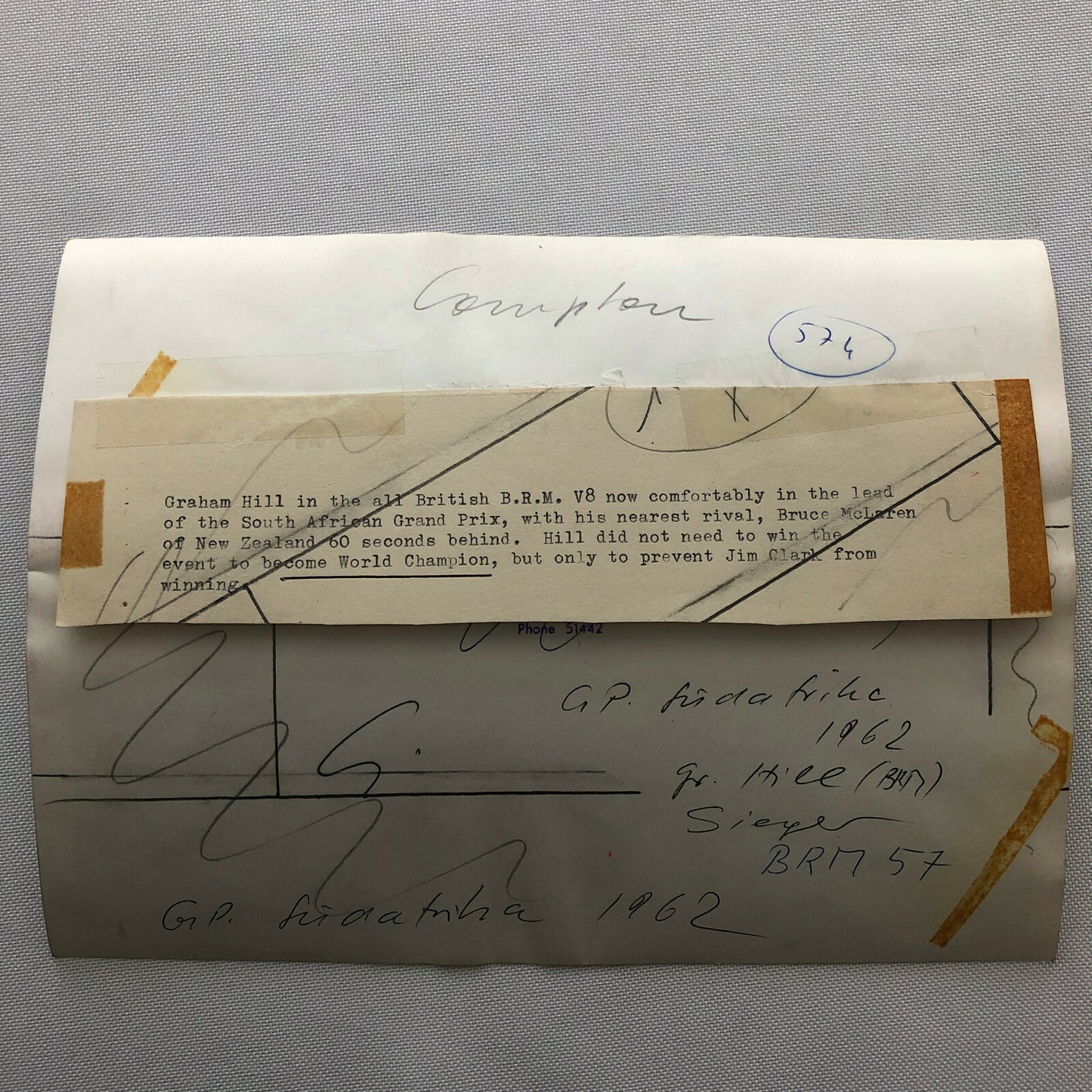 1962 South African Grand Prix Racing Car Graham Hill BRM 57