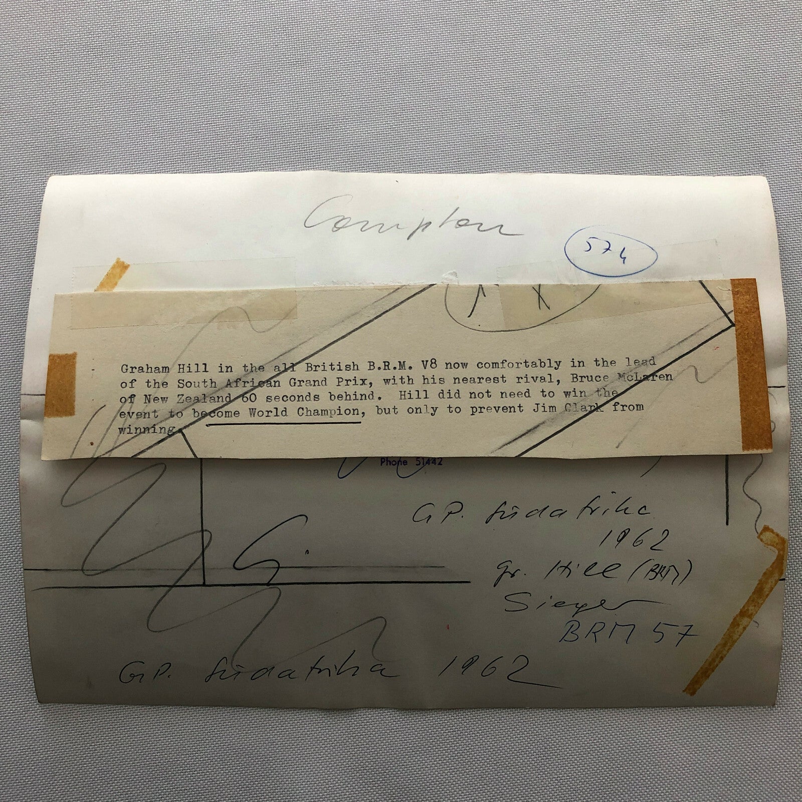 1962 South African Grand Prix Racing Car Graham Hill BRM 57