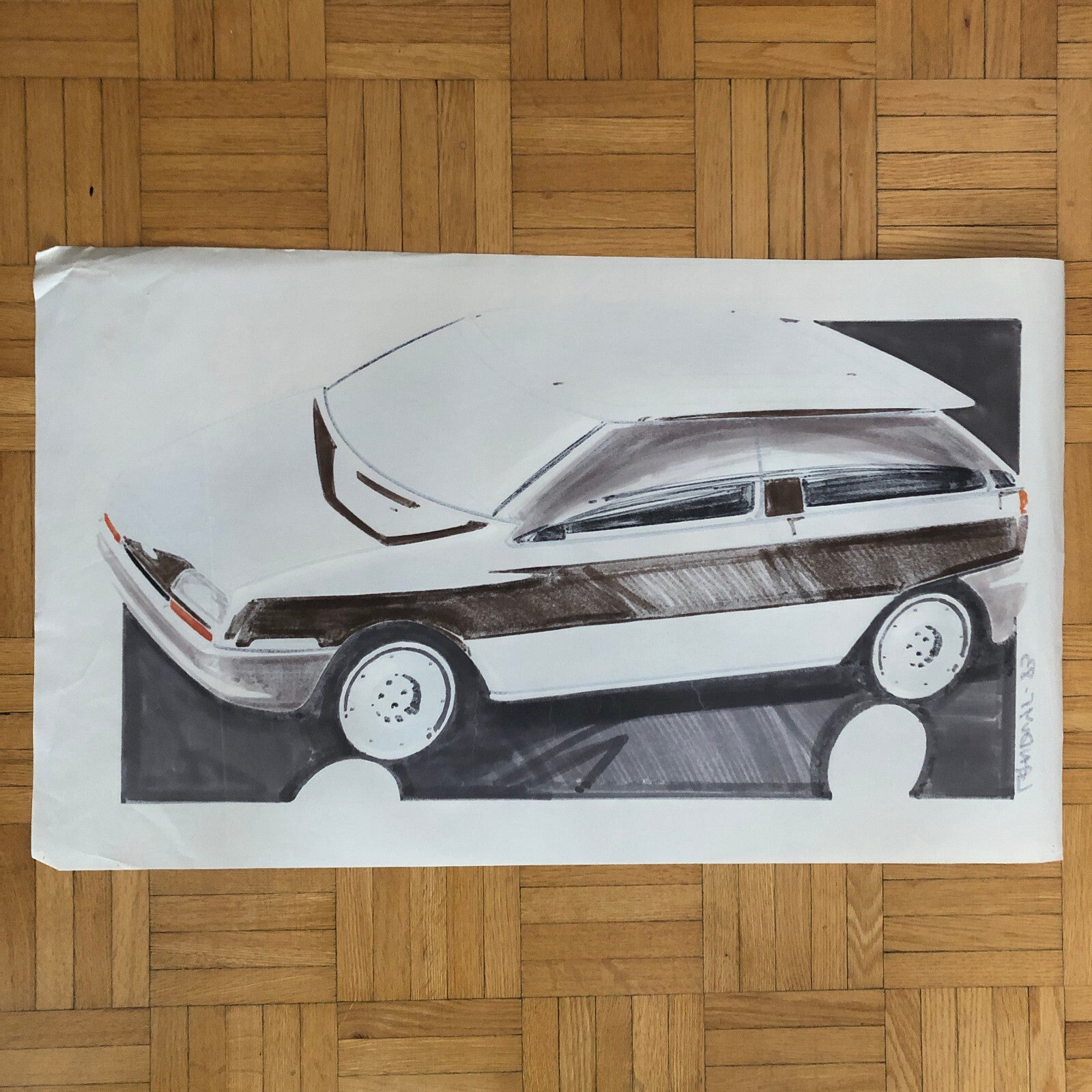 Styling Concept Automobile Illustration Art Drawing Sketch 1983 LANDUYT Ford ?