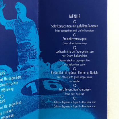 1991 A Tribute to Juan Manual Fangio Mercedes Benz Museum Menu Event Brochure 