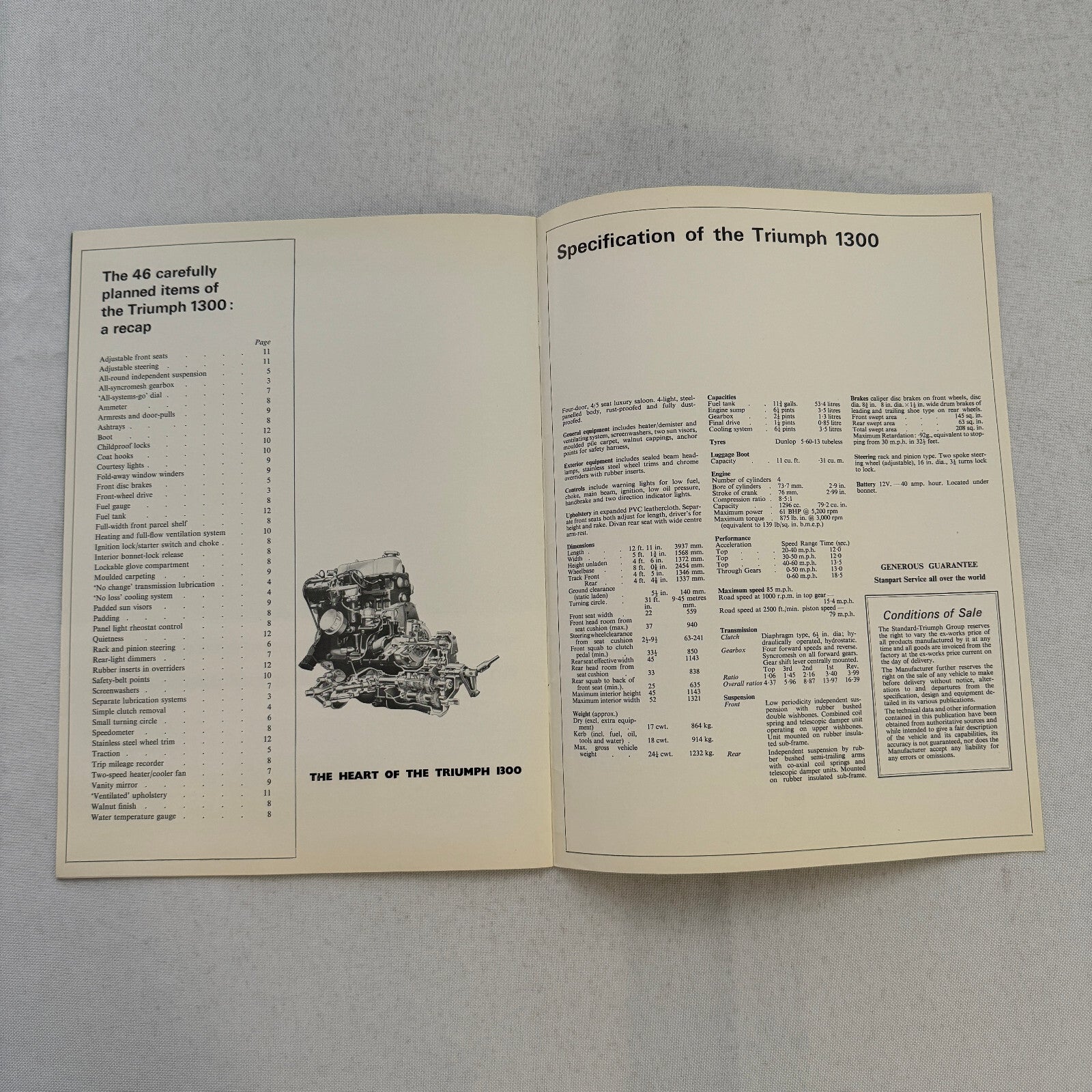 Triumph 1300 Car Sales Brochure Catalog Vintage Advertising