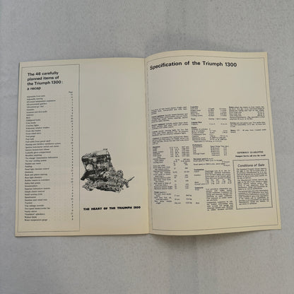 Triumph 1300 Car Sales Brochure Catalog Vintage Advertising