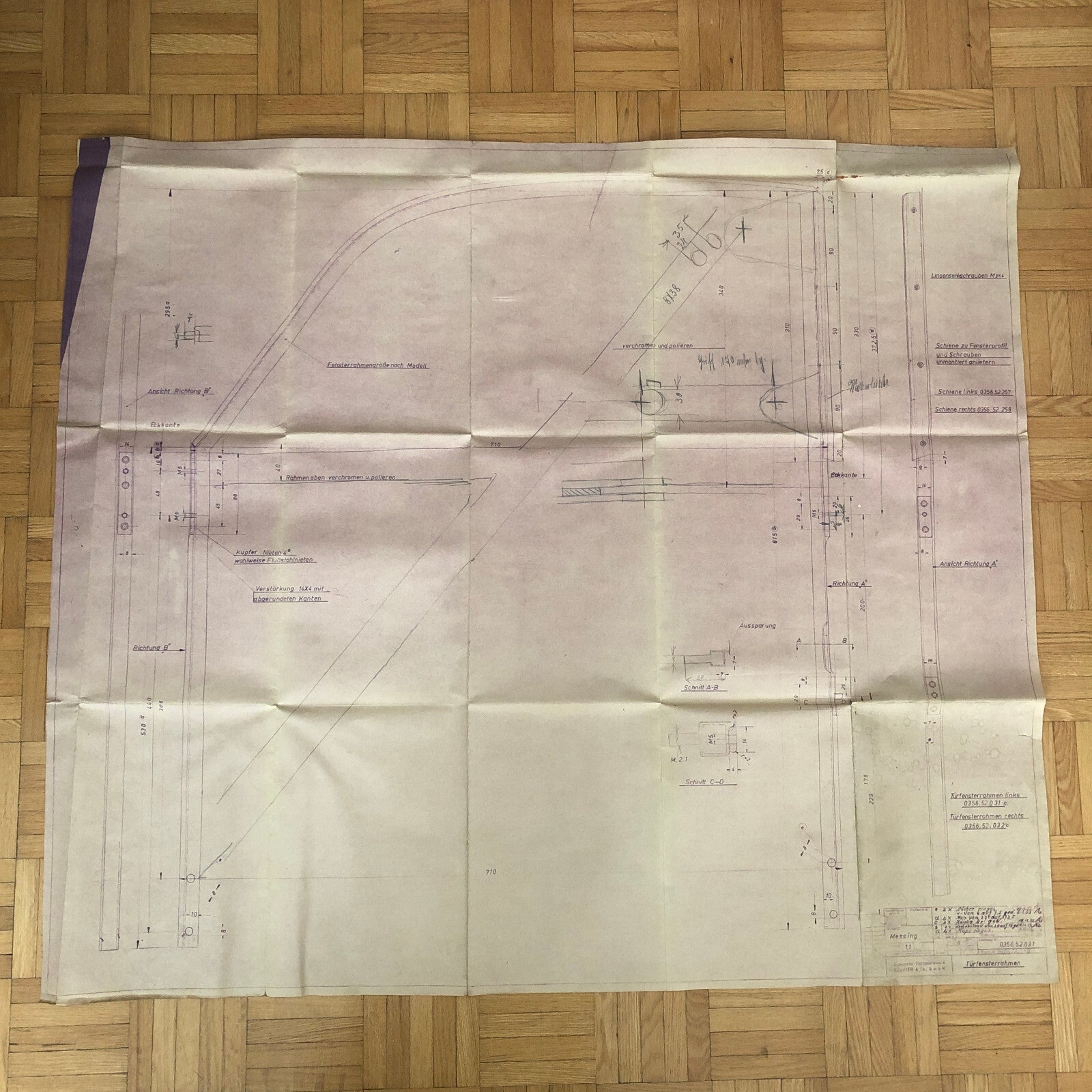 Vintage Porsche Reutter & Co Coachbuilder Factory Part Blueprint Document German