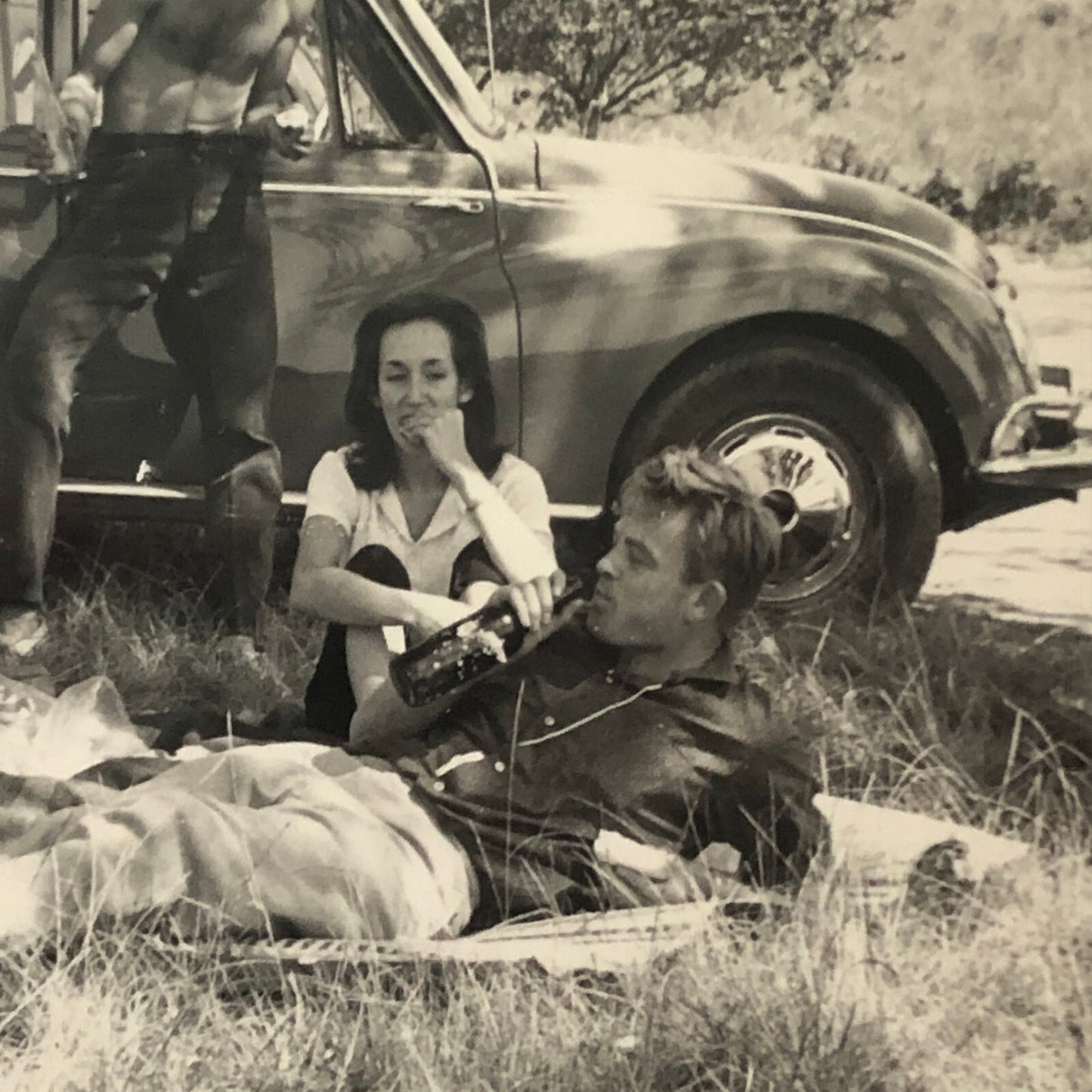 Vintage Photo Photograph Yonge Men and Women Picnic with Car - Tag AL22SM2