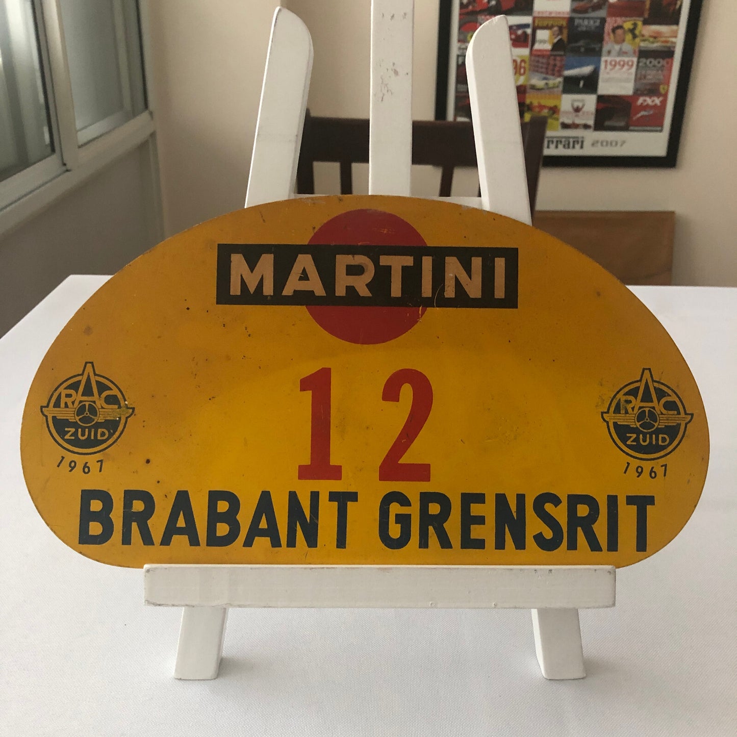 1967 RAC Zuid Brabant Grensrit Car Rally Rallye Participant Plate w/ Martini Ad