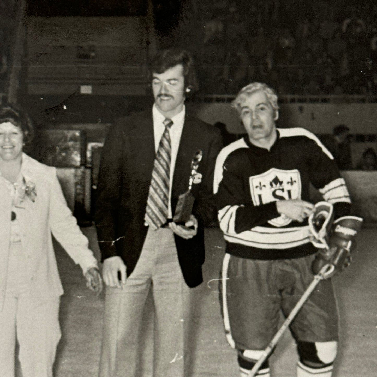 Vintage Hockey Game Photo Photograph Quebec Amateur Players CJMS