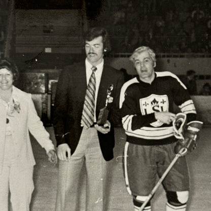 Vintage Hockey Game Photo Photograph Quebec Amateur Players CJMS