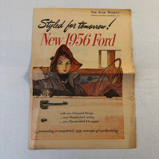 1956 Ford Car Sales Brochure Newspaper Crown Victoria Thunderbird Tudor Wagon +