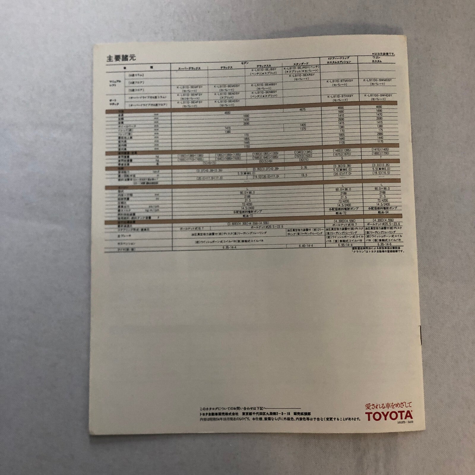 Toyota Crown Diesel Car Sales Brochure Catalog Vintage Japanese Text JDM Wagon +