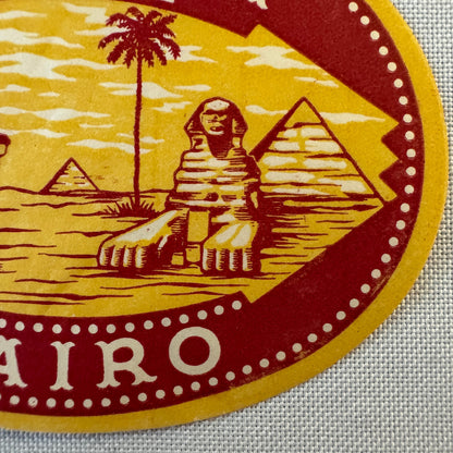 Vintage Hotel Travel Luggage Label Victoria Hotel Cairo Egypt Egyptian