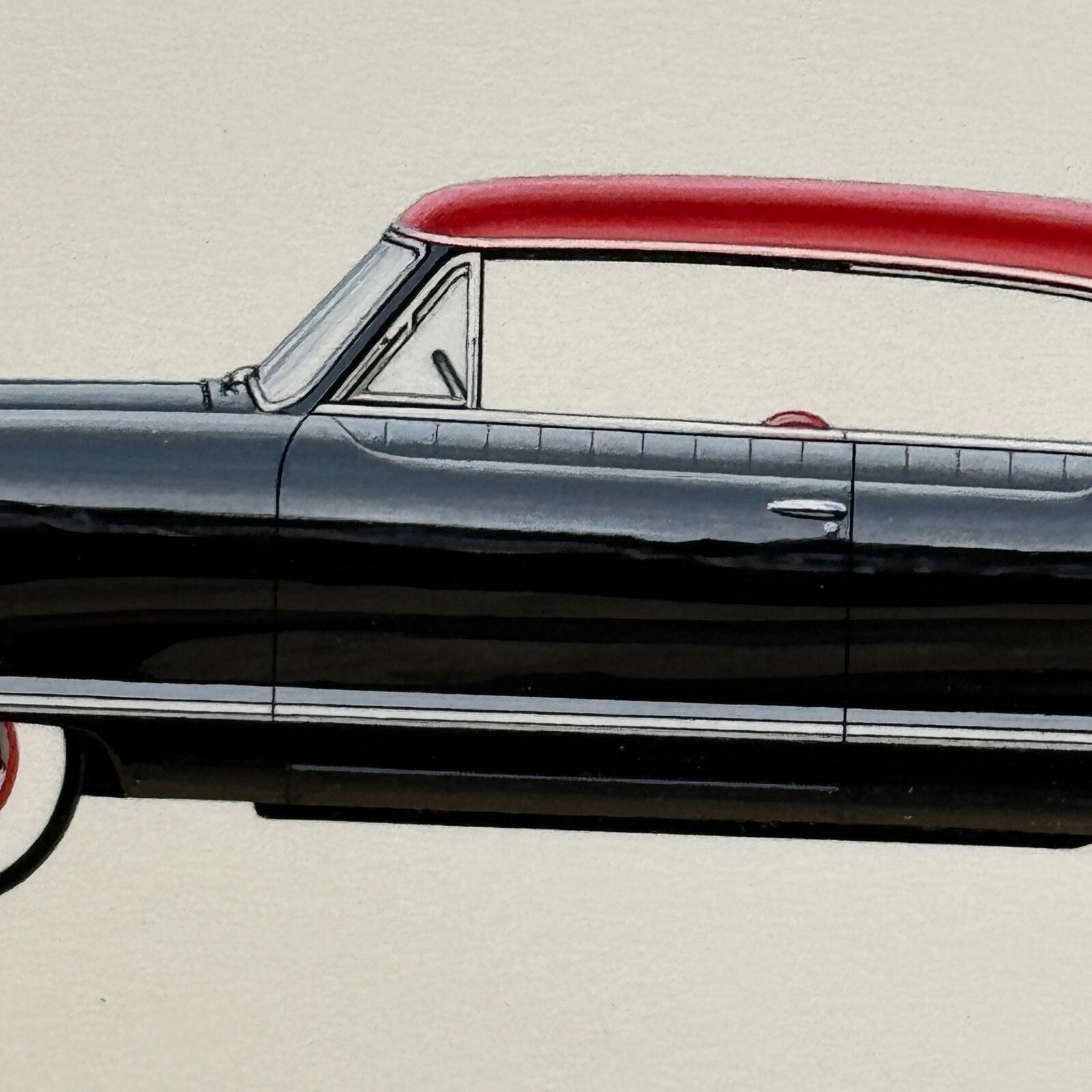 1953 Nash Ambassador Club Coupe Car Illustration Art Drawing Vintage Miniature