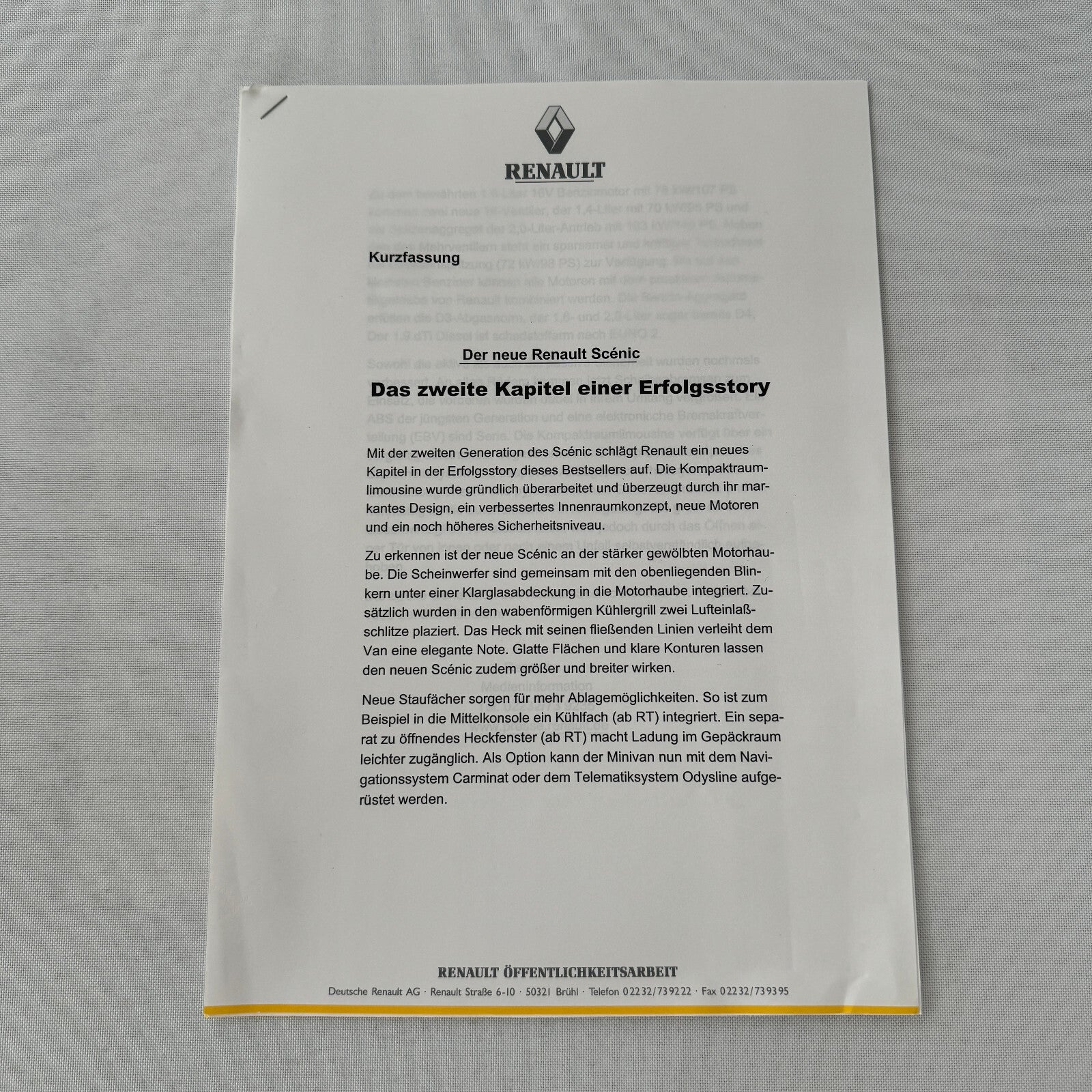 Renault Scenic Press Kit with Photos and Photo CD German Text European