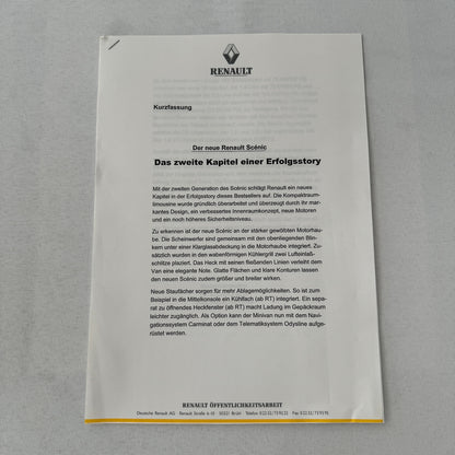 Renault Scenic Press Kit with Photos and Photo CD German Text European