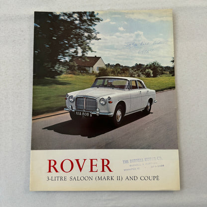 Rover 3 Litre Saloon Mark II and Coupe Sales Brochure Catalog Vintage